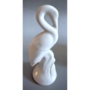 Heron Figurine Smooth White Mid-Century Minimalist Graceful 5" Cabinet Charmer